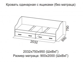 Кровать одинарная с ящиками (Без матраца 0,9*2,0) в Серове - serov.магазин96.com | фото